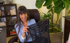 After work Latina secretary Mercedes Carrera has encounter with young-looking beau