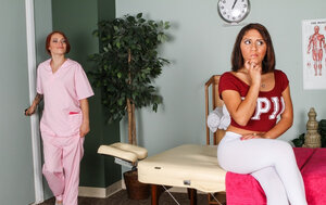 Dame takes off her outfit exposing bra buddies and furthermore gets an erotic massage from a lesbian