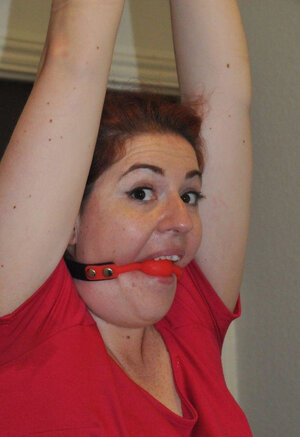 Dame in red dress is tied by husband furthermore for being a bad wife and furthermore sex partner