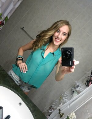 Broad takes provocative selfies in the bathroom and furthermore gets banged in the kitchen