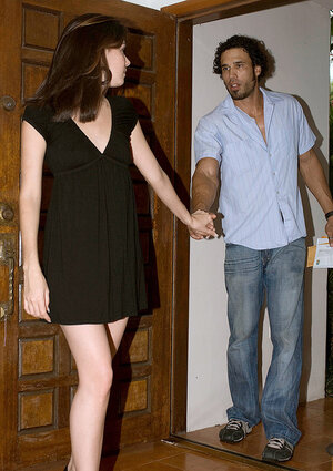 Adorable gal invites tall Latin friend at her place for awesome sex on sofa