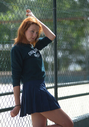 Redhead, Outdoors, Skirt, Clothed