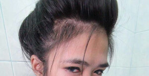 Thai girl opens her red towel flaunting pubic topiary and being nailed