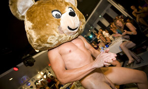 Lad shows off his sextoy and furthermore gets rand furthermoreom bitches to suck on it