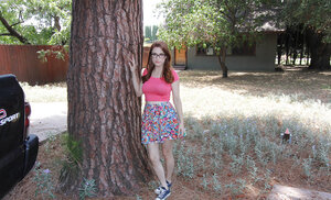 Penny Pax showing her pasty body and additionally pretty face outdoors