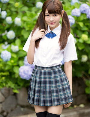Little Asian schoolgirl strips and plus also flaunts her bare ass and plus also fuck hole