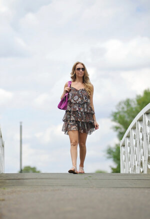 Free spirited blonde Hayley Coppin looks banging hot outdoors