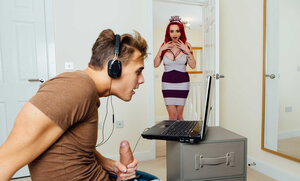 Sultry British redhead Jasmine James gets fucked by a large flag pole