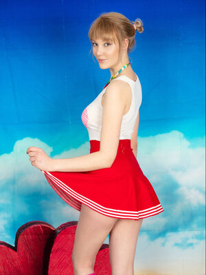 Limona flashes her attractive underwear before stripping naked