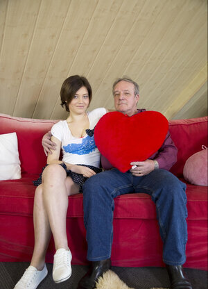 Young and fresh brunette legal teen Veronica Morre enjoys hardcore sex and a facial cumshot from an mature guy