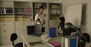 Japanese secretary Yui Hatano gets toyed and plus facialized also