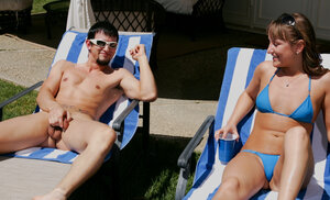 Lad stays horny as he prepares to fuck this blonde's hole