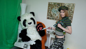 Military-loving legal teen makes her toy cum to life to fuck her