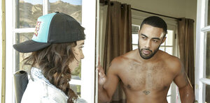 Nice-looking brunette in a snapback is training her own throat for BBC