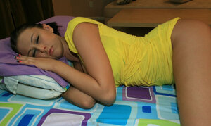 Nice-looking 18-19 year old Alexis Grace lies sleeping as her sexy sizeable ass gets covered in several plenty of warm cum