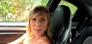 Gal with a utterly seductive face gives bj dick in a public setting